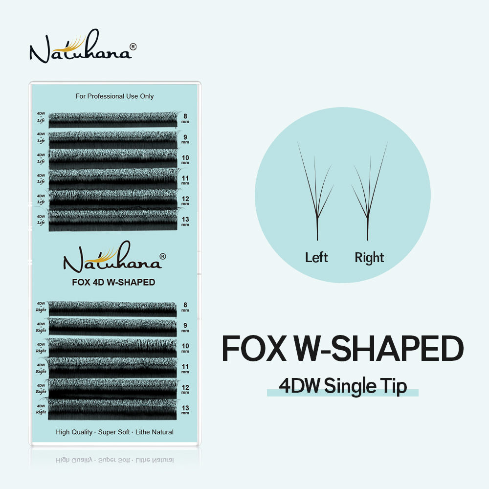 Eyelash Extension Fox Eye - NATUHANA Fox 4D W-образные наращивание ресниц,